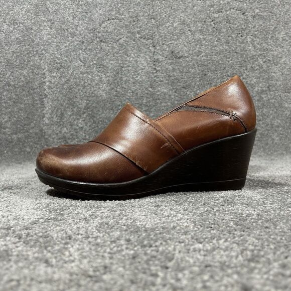 Dansko Rosaline Womens 41 Brown Leather Casual Wedge Heels Pump Slip On Shoes - Picture 5 of 10